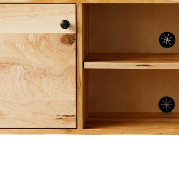 Homeroots 72" Brown Solid Wood Cabinet Enclosed Storage Tv Stand  Solid Wood 373924