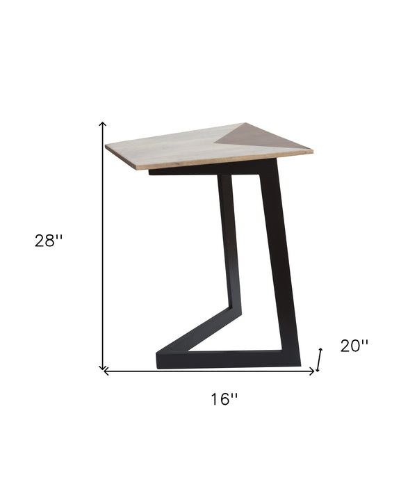 Homeroots 28" Black And Brown Solid Wood End Table   373958