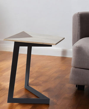 Homeroots 28" Black And Brown Solid Wood End Table   373958