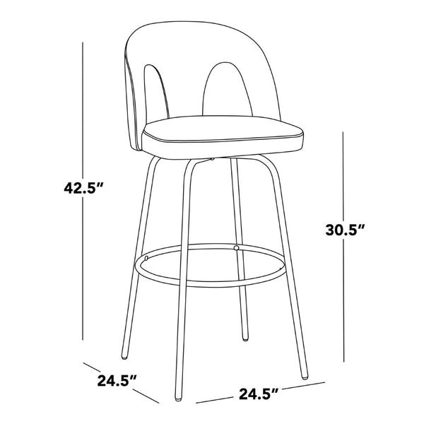 English Elm Fixed-height Swivel Barstools with Gold Footrest Black Frame White Upholstery Set Taupe B202S01883