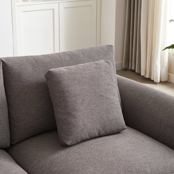 English Elm MH102.2 Modular 102.2" L-Shaped Sectional Sofa with Ottoman, 3 Cushions & Pillows, Upholstered Comfort Grey W1193S00138