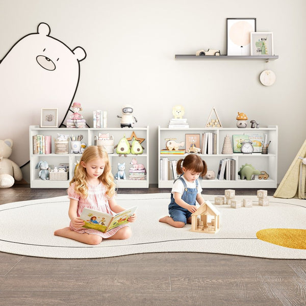 English Elm Wooden Five Cube Open Organizer Low Profile Montessori Bookshelf for Playroom or Nursery White T3210P476850