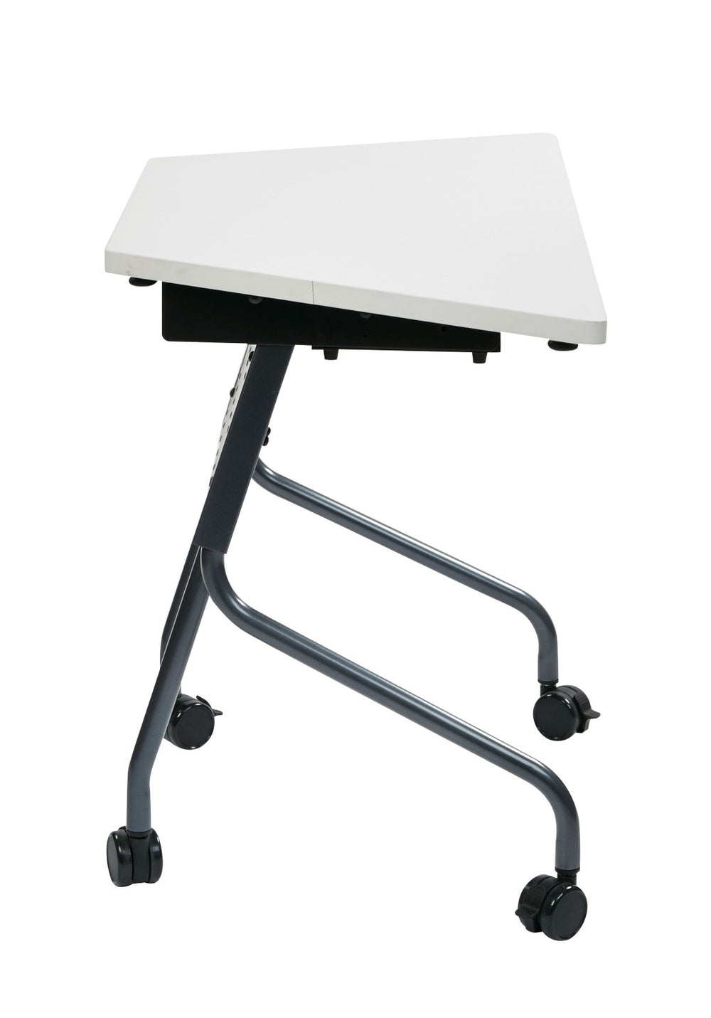 OSP Home Furnishings 46.5" Trapezoid Folding Table with Laminate Top for Classrooms and Event Spaces W/Grey 842PZ24TG