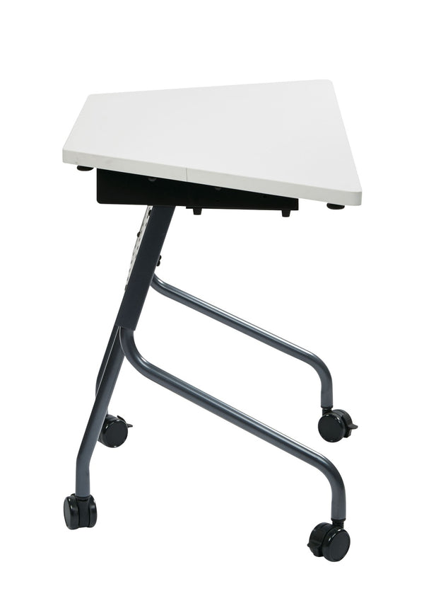OSP Home Furnishings 46.5" Trapezoid Folding Table with Laminate Top for Classrooms and Event Spaces W/Grey 842PZ24TG