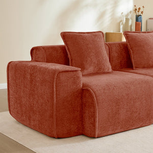 English Elm Streamlined Velvet Modular L-shape Sectional Sofa with Cloud Foam and French Piping Red W3041S00357