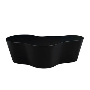 English Elm 50 Inch Sculptural Fiberglass Coffee Table Gloss Black Organic Shape for Living Room W876P400326