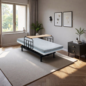 English Elm Electric Lift Bed with OKIN Motor, Memory Foam Mattress, Quiet 50,000-Cycle Frame, Fall-Safe Rails Black,Grey W2699S00061