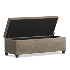 English Elm Avalon Upholstered Storage Bench Ottoman in Grey Linen Fabric for Bedroom or Living Room B136P439025