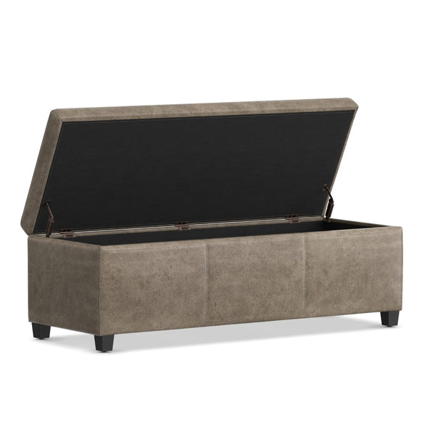 English Elm Avalon Upholstered Storage Bench Ottoman in Grey Linen Fabric for Bedroom or Living Room B136P439025