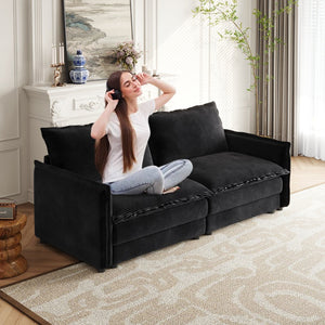 English Elm Corduroy Loveseat Sofa Couch - Plush Upholstered 2-Seat, Deep Comfort With Pillows For Modern Spaces W834S00411