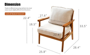 English Elm Cute Fabric Armchair Solid Wood Frame Compact Upholstered Seat for Bedroom or Apartment White W2105P420762