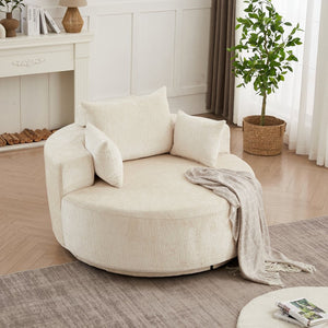 English Elm 55''l 55'l Chenille Foam Swivel Lounge Chair Plush 360 Rotation Modern Seating for Any Room W834S00595