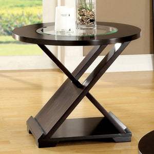 English Elm Contemporary Glass Top Occasional Tables Set of 3 with Striking Crossed Wood Base and Durable 5mm Glass Surface Espresso 31 L x 31 W x 3 H B011S01828
