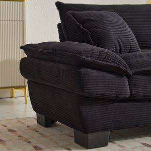English Elm Corduroy Stylish Sleeper Sofa Loveseat with Dual-Layer Cushions & Two Support Pillows, Sturdy Frame Black W676P184130