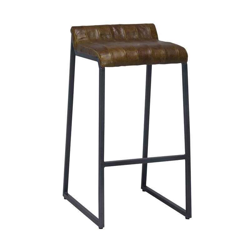 Homeroots 27 " Brown And Black Iron Backless Counter Height Bar Chair   374039