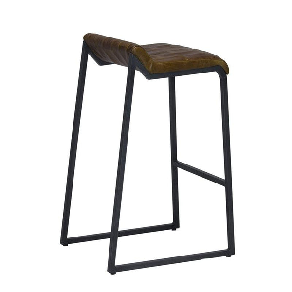 Homeroots 27 " Brown And Black Iron Backless Counter Height Bar Chair   374039