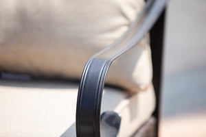 Homeroots 25" Black Steel Patio Rocking Chair With Beige Cushion   374051