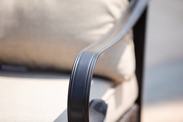 Homeroots 25" Black Steel Patio Rocking Chair With Beige Cushion   374051