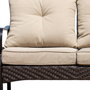 Homeroots 48" Beige Polyester Blend Sofa With Black Legs   374052