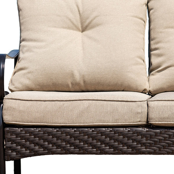 Homeroots 48" Beige Polyester Blend Sofa With Black Legs   374052