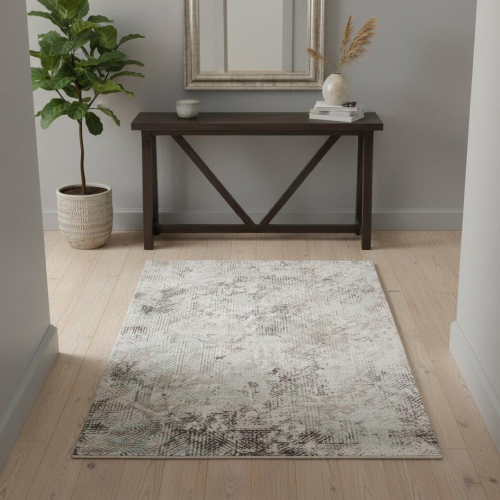 HomeRoots 4' Abstract Handmade Area Rug in Ivory, Black & Gray - Stylish Comfort for Modern Interiors 4' x 6' 374115