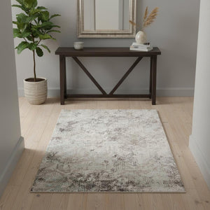 HomeRoots 4' Abstract Handmade Area Rug in Ivory, Black & Gray - Stylish Comfort for Modern Interiors 4' x 6' 374115