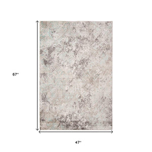 HomeRoots 4' Abstract Handmade Area Rug in Ivory, Black & Gray - Stylish Comfort for Modern Interiors 4' x 6' 374115