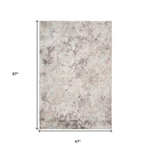 HomeRoots 4' Abstract Handmade Area Rug in Ivory, Black & Gray - Stylish Comfort for Modern Interiors 4' x 6' 374115