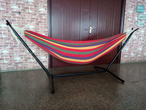 Homeroots Tropical Stripe Double Classic Two Person Hammock With Stand  Steel 374126