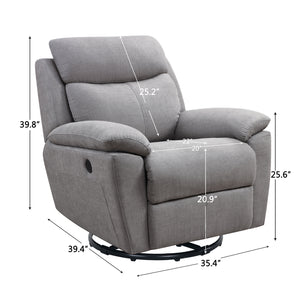Homeroots 35" Light Gray Fabric Power Recliner With Usb Light Grey  374131