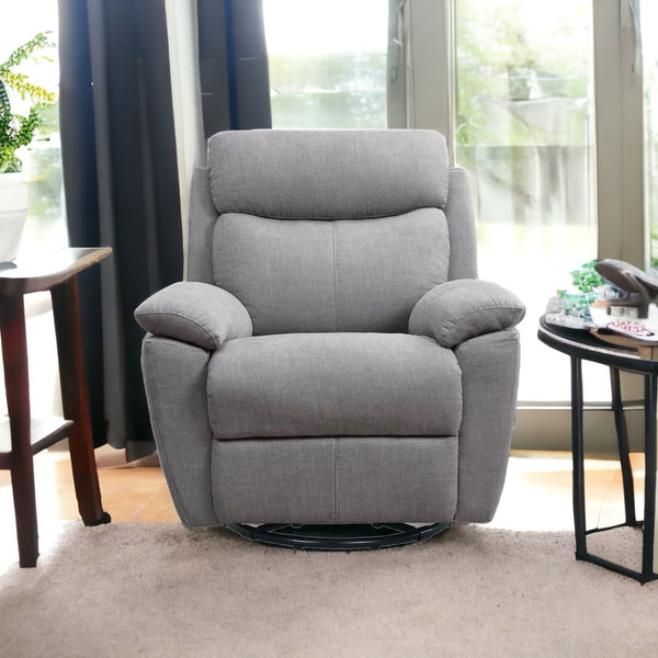 Homeroots 35" Light Gray Fabric Power Recliner With Usb Light Grey  374131