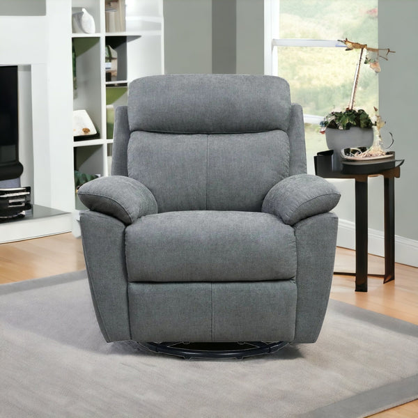 Homeroots 35" Gray Fabric Power Recliner With Usb Greygreen  374132