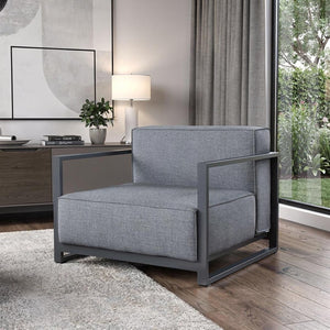 HomeRoots 39" Gray Fabric Arm Chair - Modern Comfort, Durable Design & Stylish Support for Any Space 374146