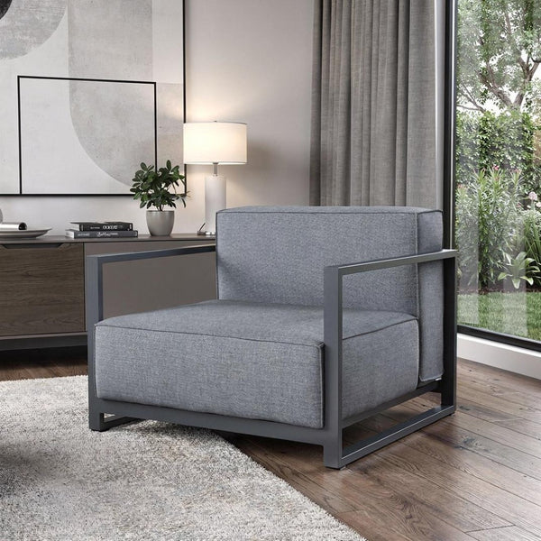 HomeRoots 39" Gray Fabric Arm Chair - Modern Comfort, Durable Design & Stylish Support for Any Space 374146