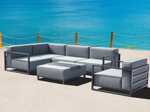 Homeroots 35" Gray And Tpu Coating Metal Outdoor Modular With Gray Cushion  Metal 374151