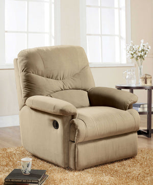 Homeroots 35" Beige Microfiber Recliner Beige  374160