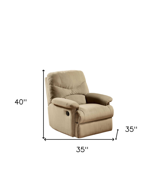 Homeroots 35" Beige Microfiber Recliner Beige  374160