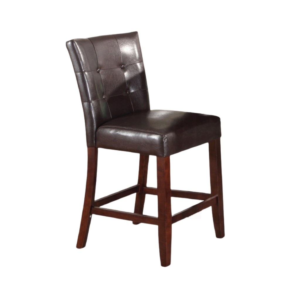 Homeroots Set Of Two Espresso And Brown Solid And Manufactured Wood Counter Height Bar Chairs   374161