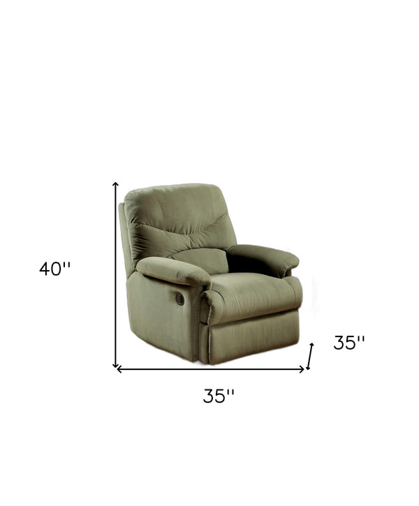 Homeroots 35" Sage Microfiber Recliner Sage  374162
