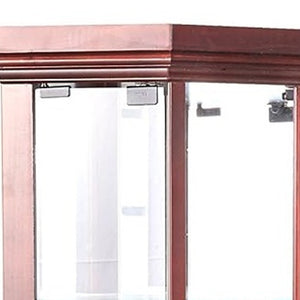 Homeroots 16" Dark Brown Display Stand  Glass 374163