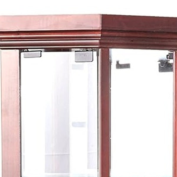 Homeroots 16" Dark Brown Display Stand  Glass 374163