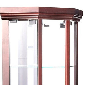 Homeroots 16" Dark Brown Display Stand  Glass 374163