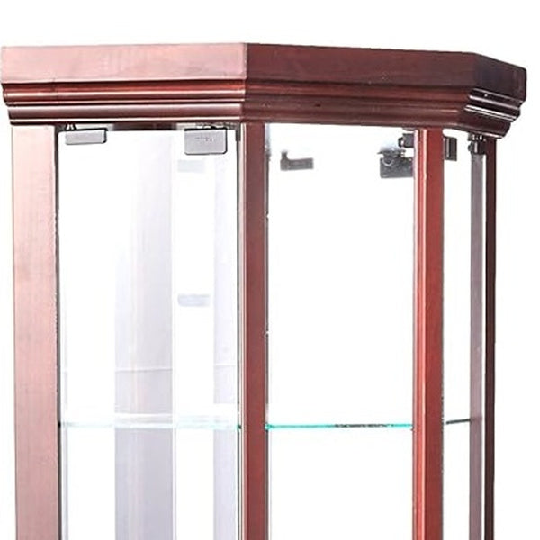 Homeroots 16" Dark Brown Display Stand  Glass 374163