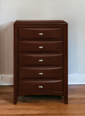 Homeroots 32" Espresso Solid Wood Five Drawer Chest  Manufactured Wood 374165