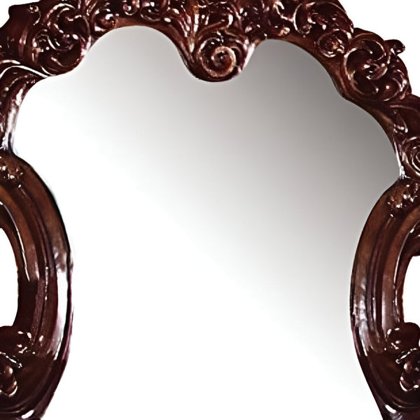 Homeroots 45" Brown Crowned Top Solid Wood Framed Dresser Mirror  Wood 374176