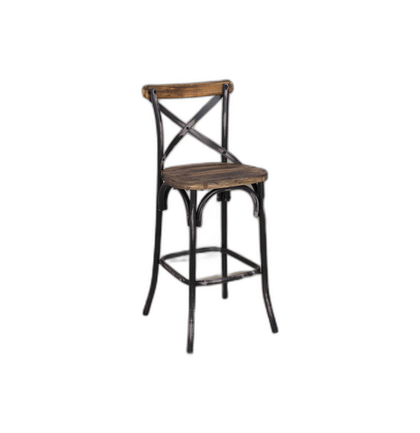 Homeroots 22" Brown And Black Iron Bar Chair Black  374177