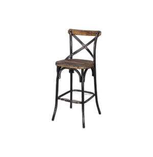 Homeroots 22" Brown And Black Iron Bar Chair Black  374177