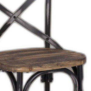 Homeroots 22" Brown And Black Iron Bar Chair Black  374177