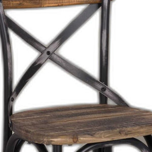 Homeroots 22" Brown And Black Iron Bar Chair Black  374177