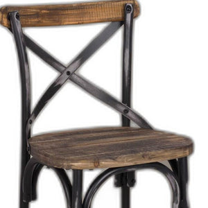 Homeroots 22" Brown And Black Iron Bar Chair Black  374177